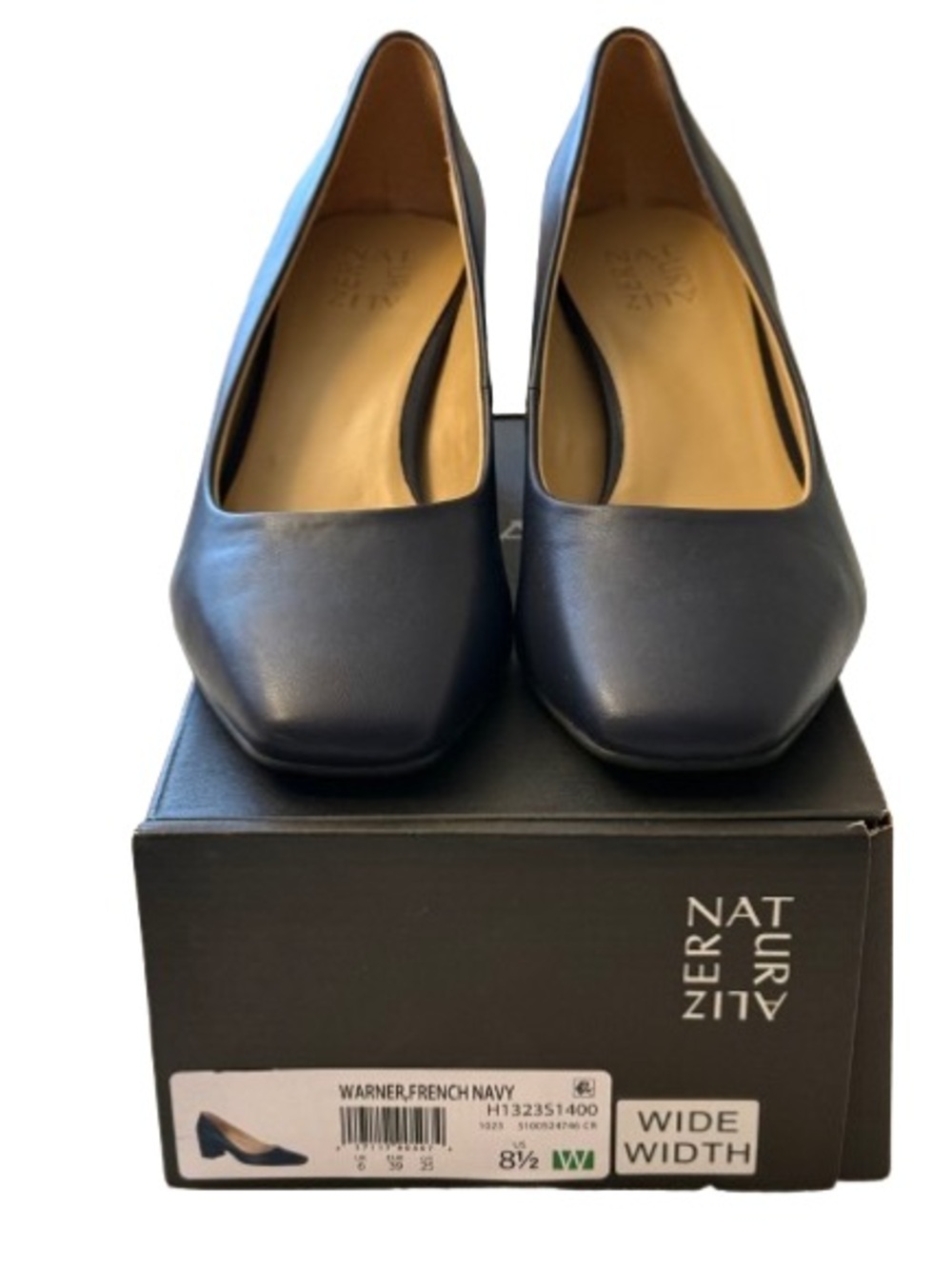Naturalizer Warner French Navy Block Heel Pumps Wide Width 8.5W NWB - Picture 3 of 4